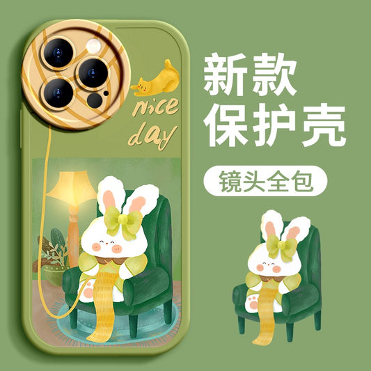 Apple 14 mobile phone case new knitted rabbit 13 silicone drop-proof suitable for iPhone 14ProMax personalized rabbit 13Pro12 female models Xr cute 11 New Year cartoon 14Pro high-end creative