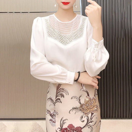 European goods women's 2023 new style small shirt short-sleeved high-end foreign style loose cover belly large size chiffon shirt high-end sense