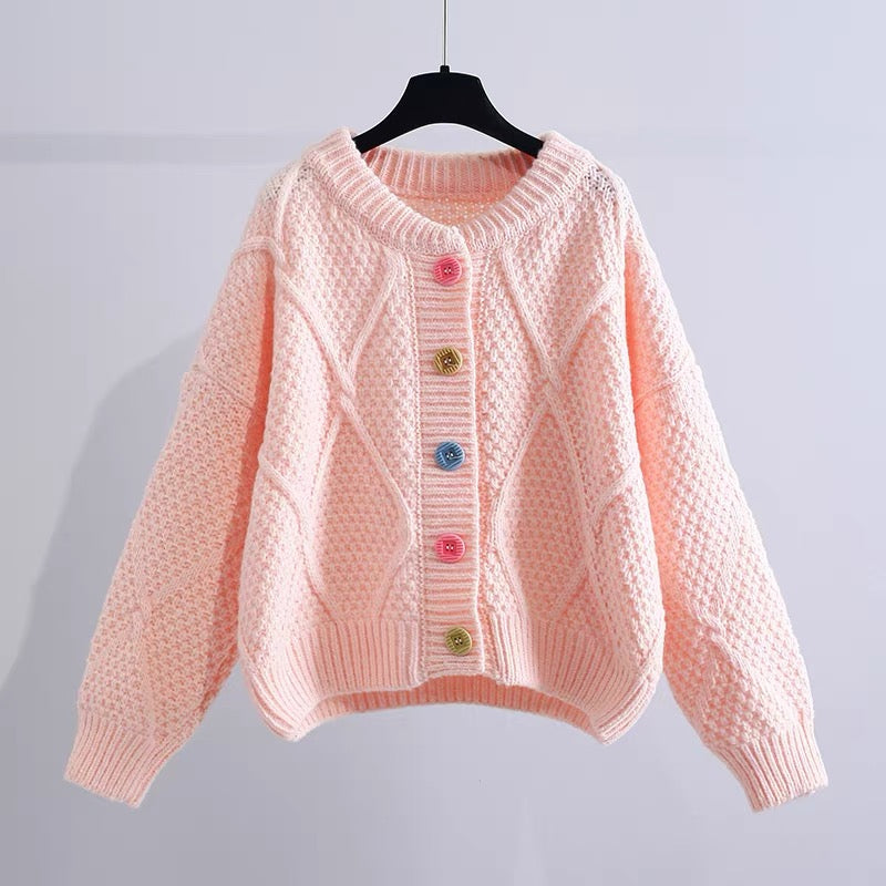 Short Twist Sweater Jacket Women's Winter Thickening 2022 New Korean Style Gentle Loose Outer Wear Soft Waxy Knit Cardigan