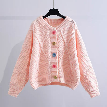 Short Twist Sweater Jacket Women's Winter Thickening 2022 New Korean Style Gentle Loose Outer Wear Soft Waxy Knit Cardigan
