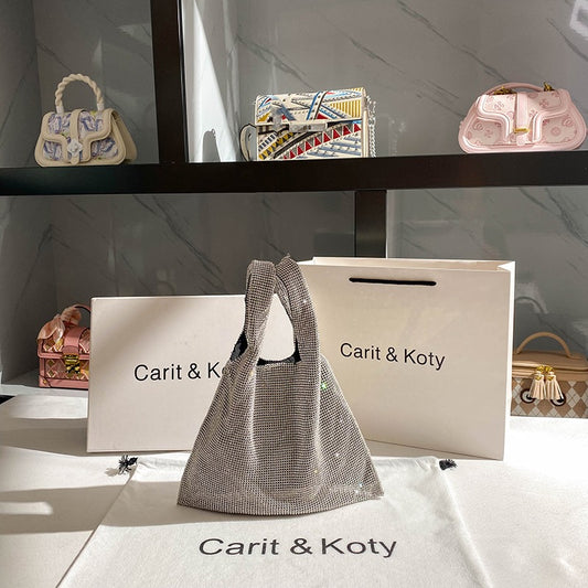 Carit Koty high-end rhinestone bag women 2022 new vegetable basket hand bucket bag sweet cool handbag