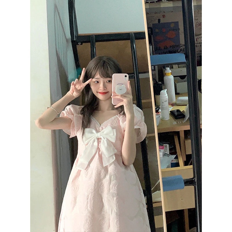 French-style sweet and sweet fugitive princess dress beautiful platycodon tutu skirt small age-reducing girl summer chic dress
