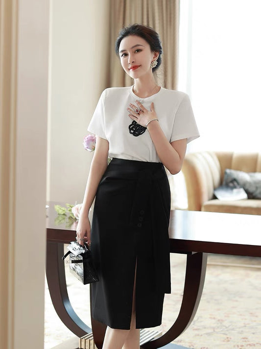 2022 new ladies leisure suits women's summer fashion short-sleeved t-shirt suit skirt this year's popular skirt two-piece set