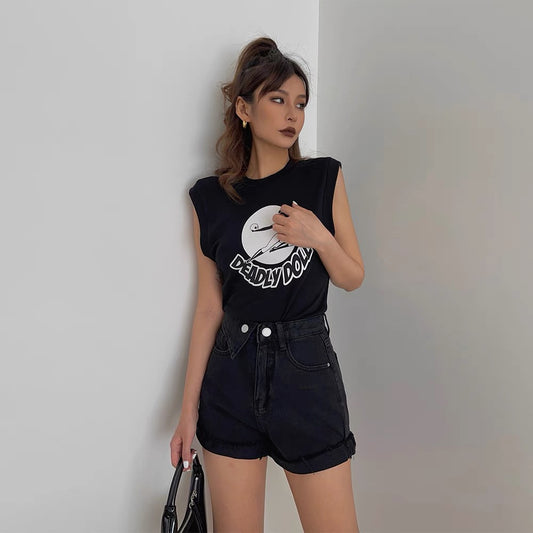 European and American ins style sweetheart hot girl letter printing short vest