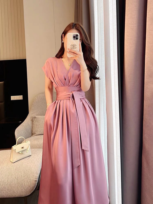 Miss Dong high-end custom acetate dress 2022 new female Xia Helburn style retro chic skirt