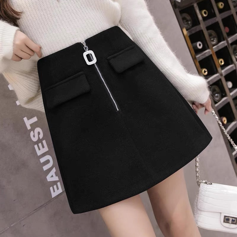 Woolen skirt women's autumn fashion women's clothing 2022 new high waist a-line short skirt fairy super fairy forest system