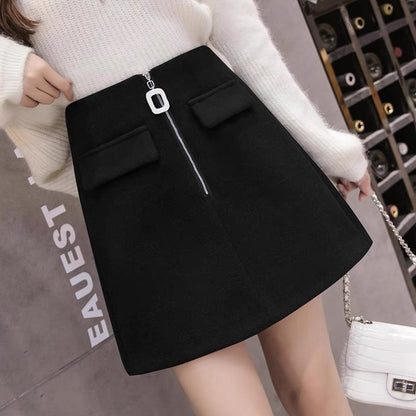 Woolen skirt women's autumn fashion women's clothing 2022 new high waist a-line short skirt fairy super fairy forest system