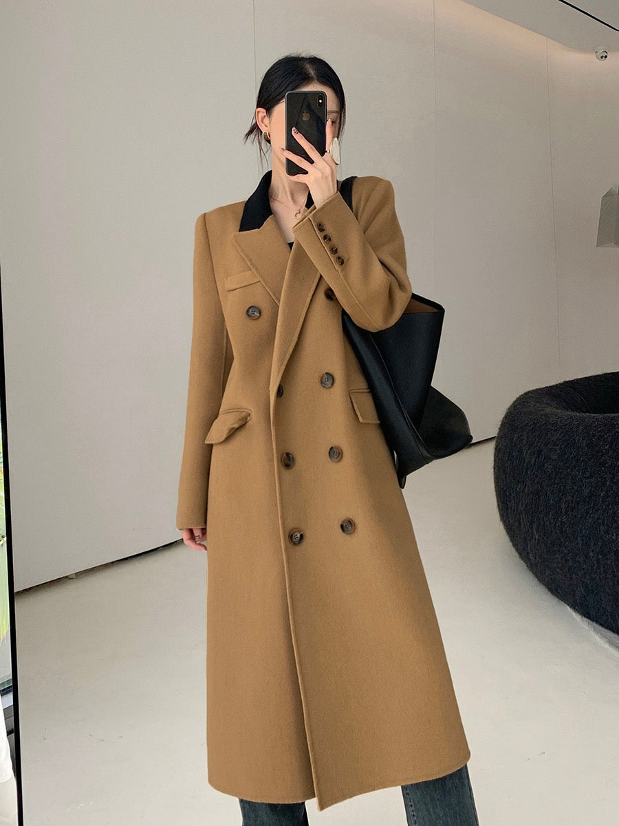 Guoge customized camel double-sided wool coat women's 2022 autumn and winter new high-end double-breasted woolen coat