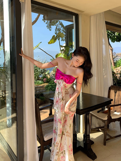 Xiaoli Niao Tingting Floral Suspender Dress Spring and Summer New Tea Break French High-quality Seaside Vacation Dress