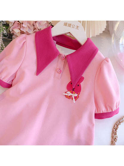 Girls' dress summer dress 2023 fashionable new product little girl polo skirt children's foreign style bowknot princess skirt