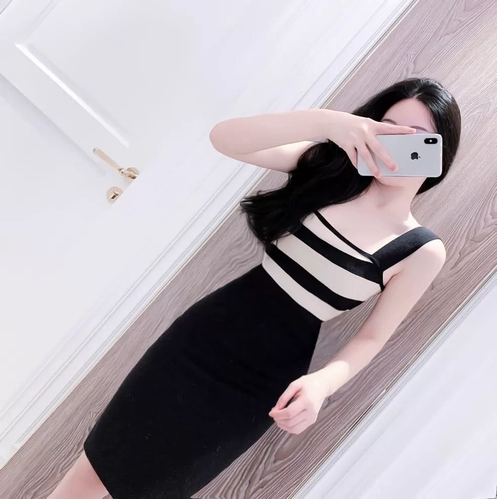 Colorblock Simple Sling Slim Fit Dress