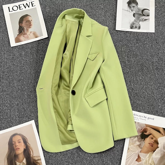 Fruit green suit jacket women's autumn 2022 new high-end sense one button casual fashion niche suit trend. 1756