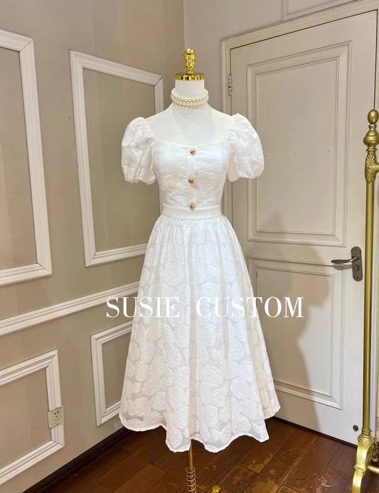 Custom French puff sleeves