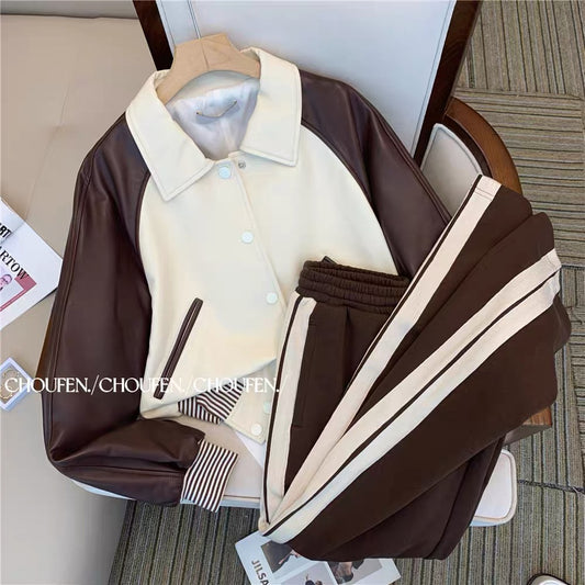 Casual fashion suits early autumn 2022 new women's small fashionable sports age-reducing wide-leg pants two-piece set 1781