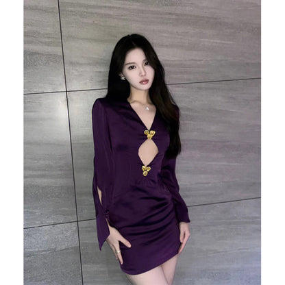 2ND STUDIOS purple dress short section celebrity temperament pure desire style 2022 new sexy skirt women