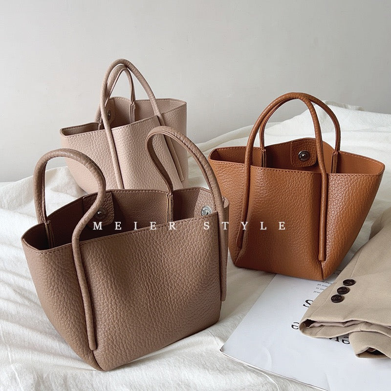 Korean ins soft leather retro vegetable basket bucket bag portable small bag Messenger shoulder bag tote bag mother bag