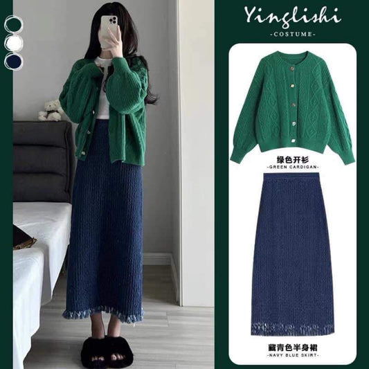 Autumn and winter women's milk series wear a French bellflower cold salt series a complete set of milky high-end two-piece suit skirts