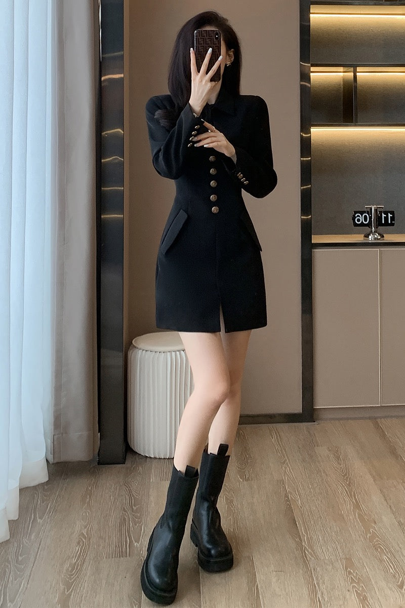 French Hepburn style black suit skirt female 2022 autumn and winter new high-quality small slim slim dress