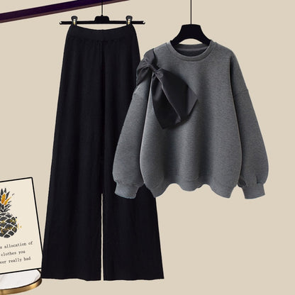 long sleeve sweater knitted pants two piece set