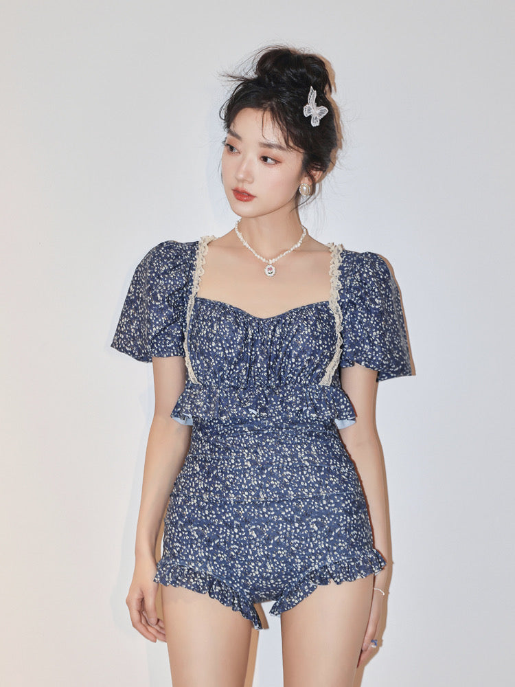 Jinzhu Swimsuit Women's New 2022 Explosive One-piece Conservative Conservative Covering Belly Showing Thin Small Chest Pure Desire Hot Spring Swimsuit