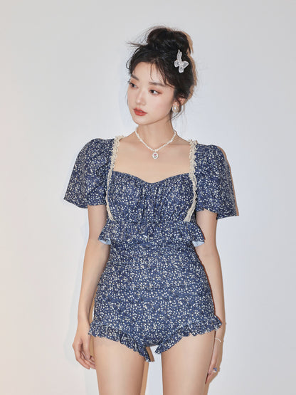 Jinzhu Swimsuit Women's New 2022 Explosive One-piece Conservative Conservative Covering Belly Showing Thin Small Chest Pure Desire Hot Spring Swimsuit
