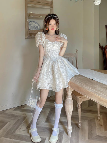 White Tea Break Spice Girl Lace Doll Dress Princess Puffy Dress Short Lee Nhi Boutique White Tea Break Spice Girl Lace Doll Dress Princess Puffy Dress Short Lee Nhi Boutique
