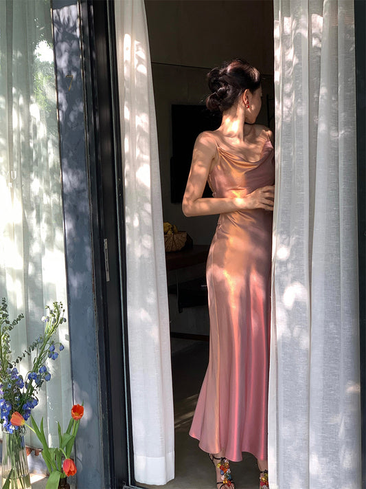Xiaoli Gradient Mermaid Ji Spring and Summer Sling Bag Hip Dress French Temperament Advanced Sexy Waist Mermaid Skirt