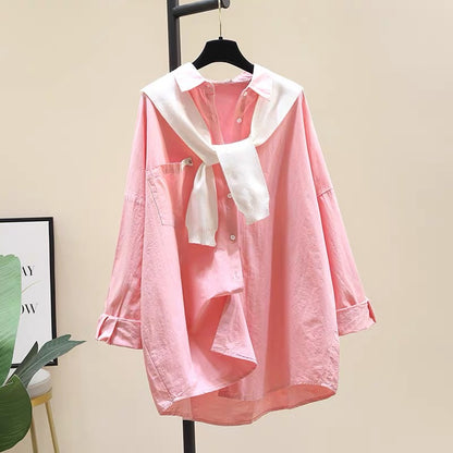 White shawl yellow shirt women's 2022 spring and summer new Korean version loose design casual shirt chic top