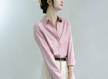 TRR trendy chic unique dark grid tender powder layered shirt blouse high sense top nice top foreign style