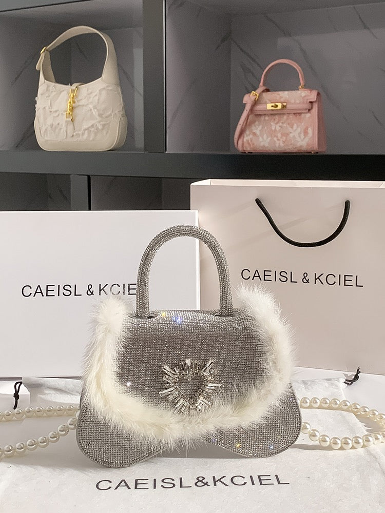 CAEISL&KCIEL women's bag niche design high-end plush diamond handbag women's 2023 new messenger bag