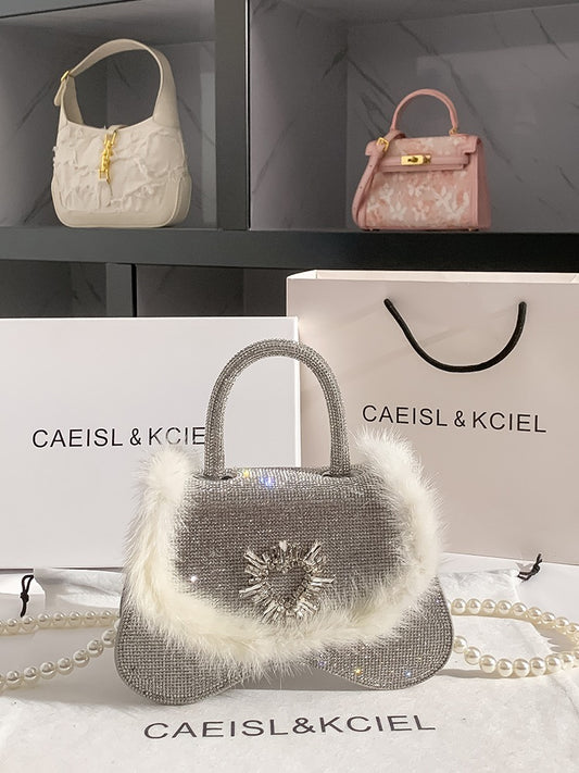 CAEISL&KCIEL women's bag niche design high-end plush diamond handbag women's 2023 new messenger bag