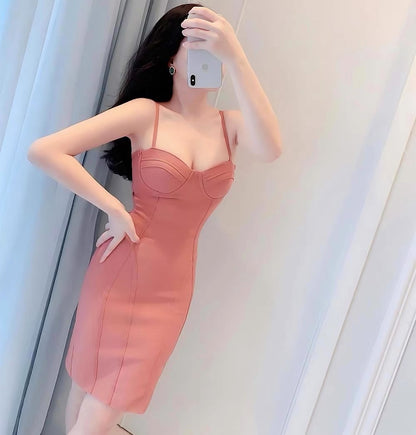 Bean Paste Red Sexy Temperament Slim Sling Dress