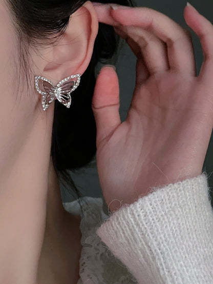 "Elf in the world" design feeling niche butterfly earrings mosquito coil ear clip face small earrings fairy earrings