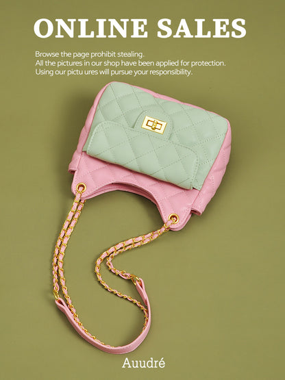 Auudre small bag women's 2023 summer new high-end foreign style single shoulder bucket bag hit color chain messenger bag