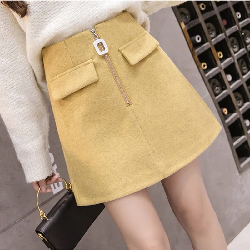 Woolen skirt women's autumn fashion women's clothing 2022 new high waist a-line short skirt fairy super fairy forest system