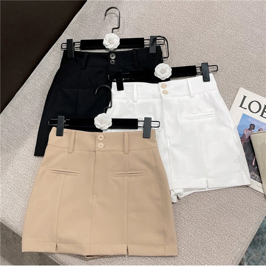 2022 summer new American sexy hot girl skirt Western style wild solid color self-cultivation high waist suit pants skirt women 1628