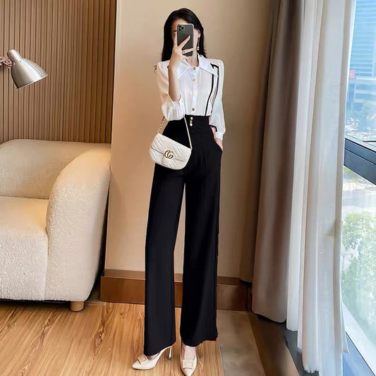 Professional suits women's autumn clothes 2022 new temperament ladies fashion shirts and pants two-piece suits are foreign and thin