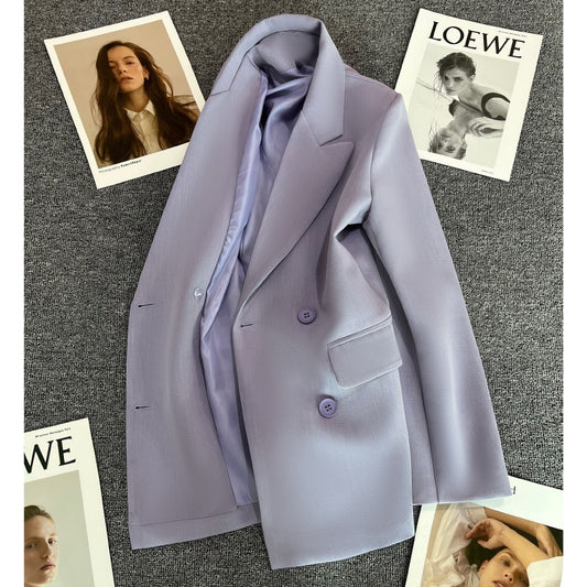 Taro purple suit jacket women's 2023 spring and autumn new design fashion all-match double-breasted niche suit trend