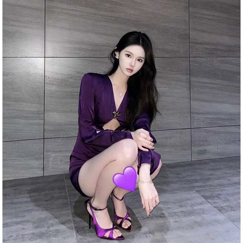2ND STUDIOS purple dress short section celebrity temperament pure desire style 2022 new sexy skirt women