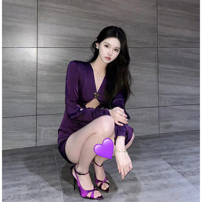 2ND STUDIOS purple dress short section celebrity temperament pure desire style 2022 new sexy skirt women
