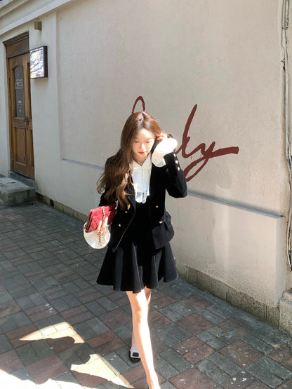 COOLLINE Lin Zixi Champs Elysees Black Gold Buckle Velvet Waist Slim Fashionable Coat Women's Padded Top