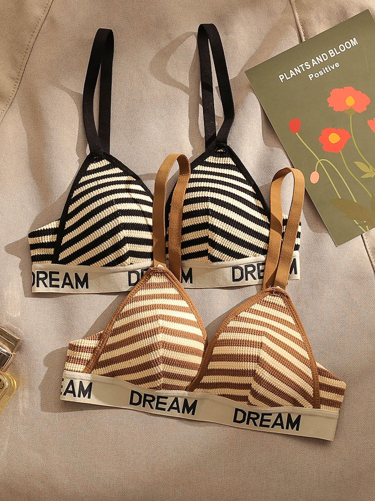 Spice Girls Sexy Triangle Cup Underwear Female Small Chest Gathered Comfortable Anti-Sagging Thin Section Letter Sling Sports Bra
