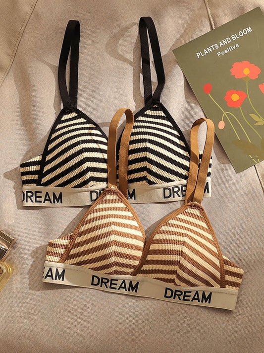 Spice Girls Sexy Triangle Cup Underwear Female Small Chest Gathered Comfortable Anti-Sagging Thin Section Letter Sling Sports Bra