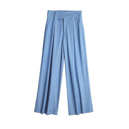 WANGXO high-waisted slim suit casual pants 2022 summer new women's straight-tube loose-fitting wide-leg pants