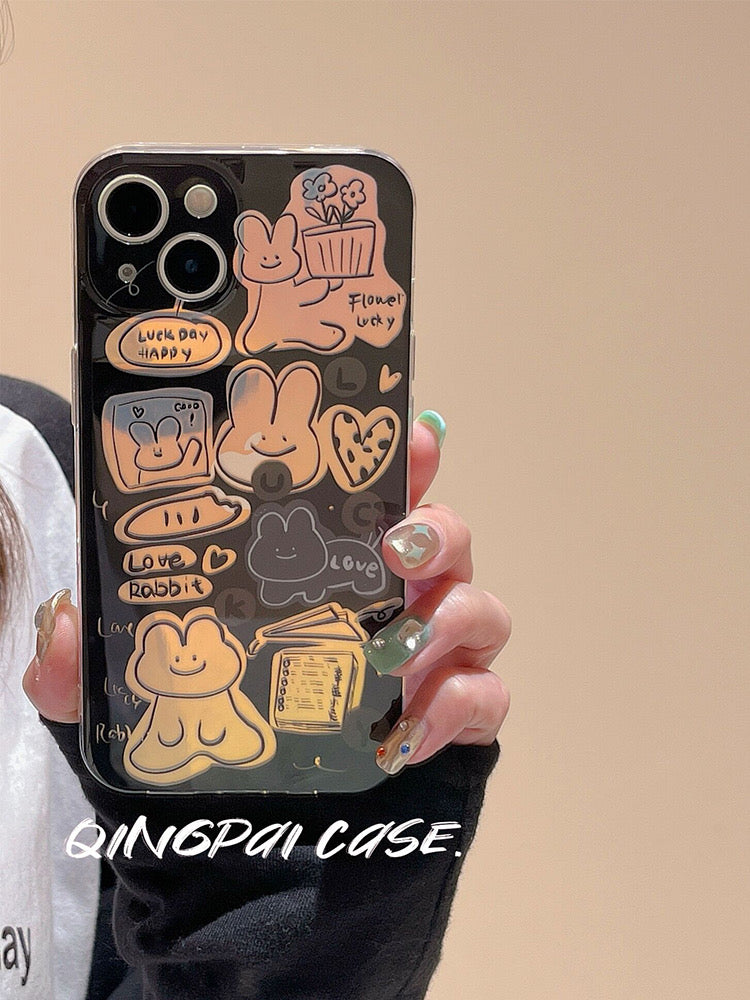 Light faction suitable for Apple 13 mobile phone case new iphone14pro laser cartoon rabbit 12 female 11 creative 14pm cute Japanese and Korean style Internet celebrity fun all-inclusive anti-fall hard shell protective cover male