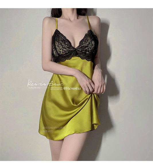 RESISTU gentle like water lace spring and autumn sexy pajamas women's straps pure desire strap nightdress female summer