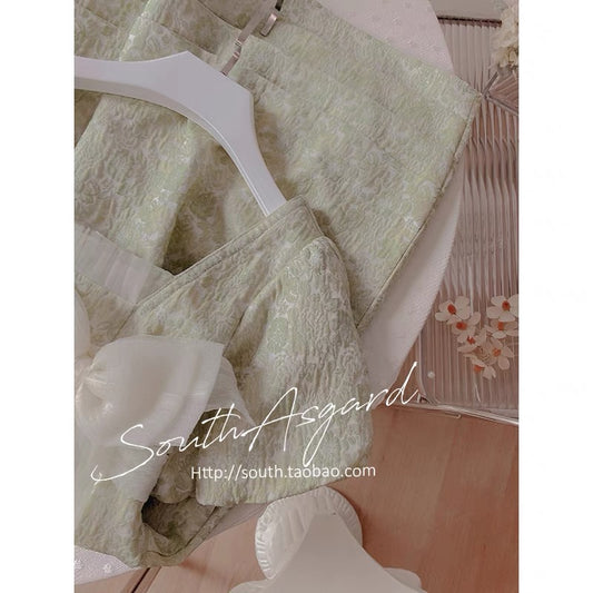 Southern fairy palace green dress female summer gentle high-end art raw milk sweet fairy skirt super fairy forest