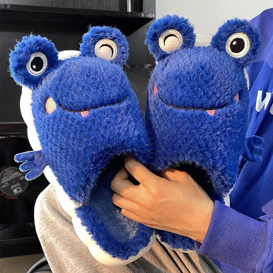 Cute cartoon cotton slippers men and women couples autumn and winter home indoor thick bottom non-slip warm cotton shoes confinement shoes winter
