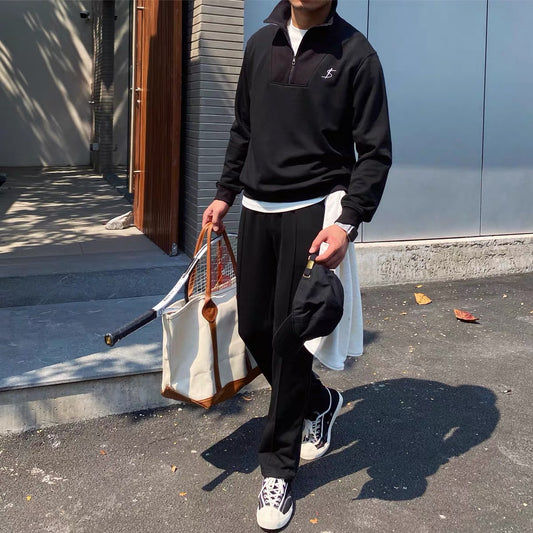 Mr. Lu San autumn and winter men's petty bourgeoisie daily stand-up sweater sports suit Korean version breathable and comfortable casual wear tide