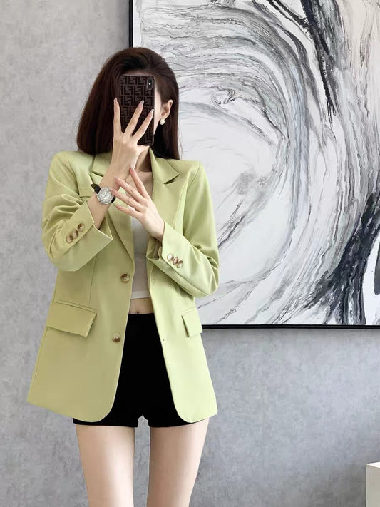 Suit jacket female 2022 new temperament fashion small casual retro green suit popular top autumn and winter